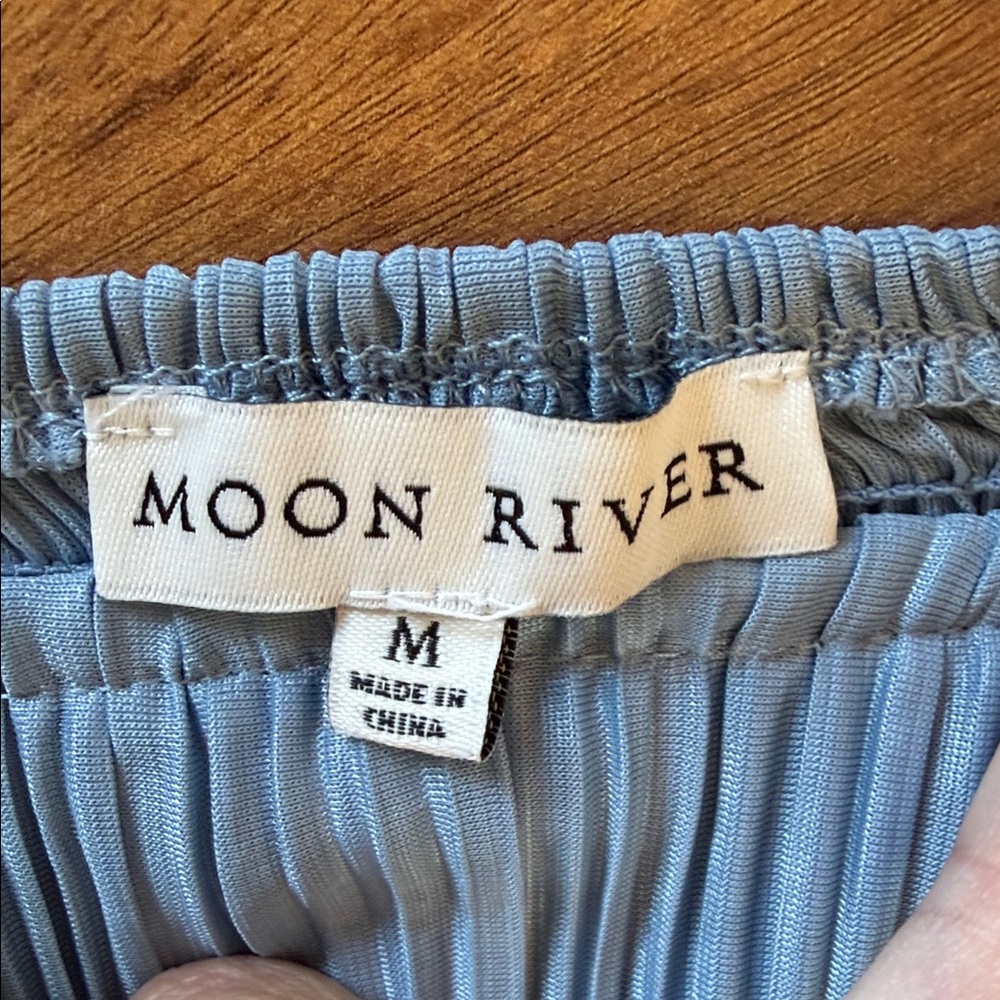 Moon River Long Sleeve Blue Pleated Dress sz M - Picture 4 of 13